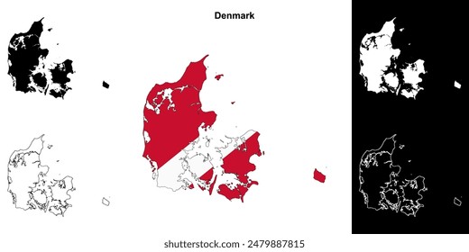 Denmark blank outline map set