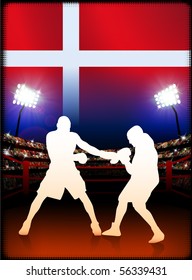 Denmark Boxing on Stadium Background Original Illustration