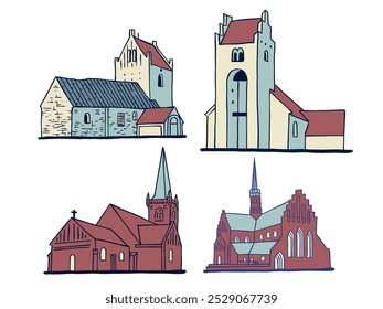 Denmark church - vector illustration