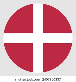 Denmark circle flag. Button flag icon. Standard color. Circle icon flag. Computer illustration. Digital illustration. Vector illustration.