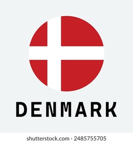 Denmark circle flag. Button flag icon. Standard color. Round button icon. The circle icon. Computer illustration. Digital illustration. Vector illustration.