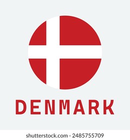 Denmark circle flag. Button flag icon. Standard color. Round button icon. The circle icon. Computer illustration. Digital illustration. Vector illustration.