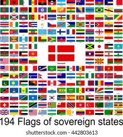 Denmark, collection of vector images of flags of the world