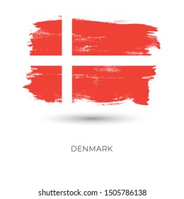 Denmark colorful brush strokes painted national country flag icon. Painted texture.