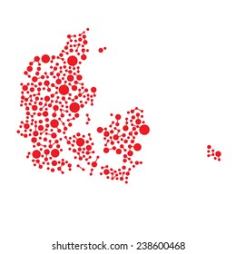 Denmark connectivity data map. Vector design