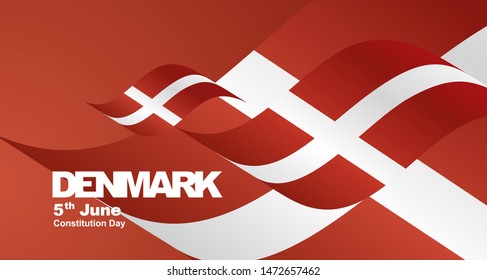 Denmark Constitution Day flag ribbon landscape background