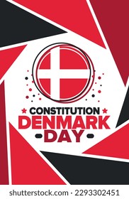 Denmark Constitution Day. National happy holiday, celebrated annual in June 5. Danish flag. Denmark independence and freedom. Patriotic poster. Festive and parade design. Vector illustration