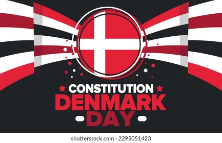 Denmark Constitution Day. National happy holiday, celebrated annual in June 5. Danish flag. Denmark independence and freedom. Patriotic poster. Festive and parade design. Vector illustration