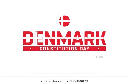 Denmark Constitution Day on white background, Typographic Design of Denmark Constitution Day, Vector Design of Denmark Constitution Day, Denmark Constitution Day Design