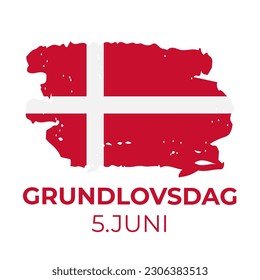 Denmark Constitution Day typography poster in Danish. National holiday on June 5. Vector template for banner, flyer, greeting card, etc.