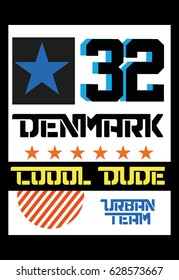 denmark cool dude,t-shirt print poster vector illustration
