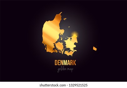 Denmark country border map in gold golden metal color design suitable for a logo icon design