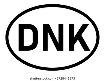 Dinamarca código de país DNK ícone vetor em um fundo branco
Abreviação do código do país ícone do adesivo oval em um fundo branco