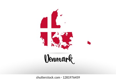 Denmark country flag inside country border map design suitable for a logo icon design