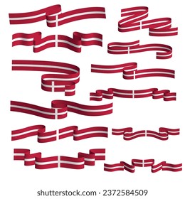 denmark country flag ribbon vector set