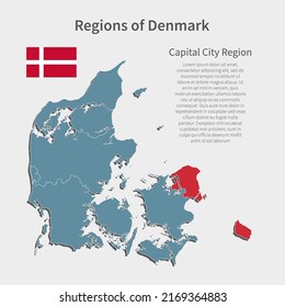 Denmark Country High Detailed Illustration Map Stock Vector (Royalty ...