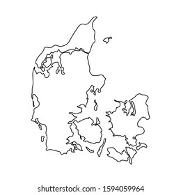 Denmark country line of Europe, European map illustration, vector isolated on white background, outline style