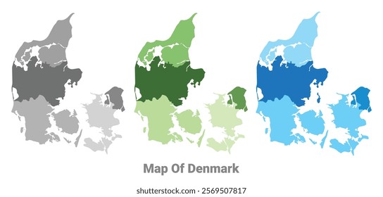 Denmark country map in different colors