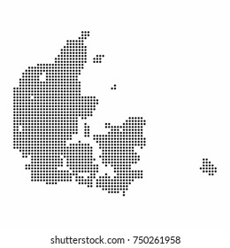 Denmark country map made from abstract halftone dot pattern
