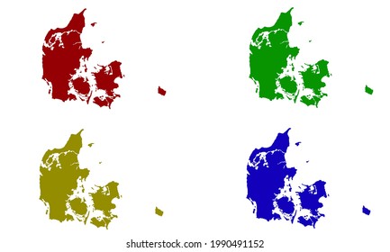 Denmark country map silhouette in northern europe eropa