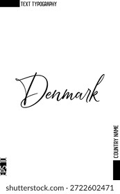 Dinamarca -Country Nombre Estilo Cursivo Tipografía Diseño de Vector de texto 
