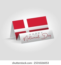 Denmark country paper flag standing on the ground. Happy national day flag design.