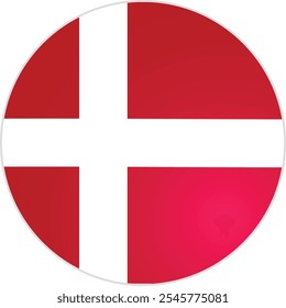 Denmark Country Round Flag Vector