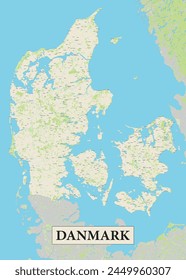 Denmark (Danmark) map poster art vector