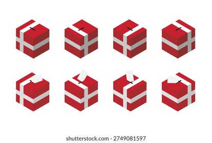 Denmark Election Ballot Box Vector Isometric