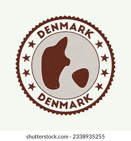 Denmark emblem. Country round stamp with shape of Denmark, isolines and round text. Awesome badge. Appealing vector illustration.