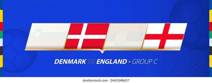 Denmark - England football match illustration in group C. Vector flags.