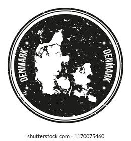 Denmark Europe Map Symbol Round Design Stamp Travel and Business.