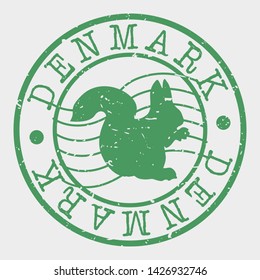 Denmark Europe Stamp. Squirrel Forest Animal Silhouette Seal. Round Design. Vector Icon. Design Retro Insignia.