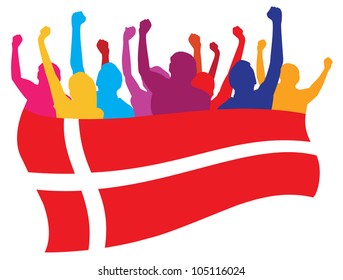 Denmark fans vector illustration