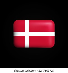 Dänemark Flag 3D-Symbol. Nationale Flagge Dänemarks. Vektorgrafik