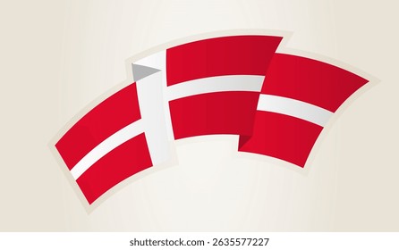 Denmark Flag in Abstract Ribbon Shape, National Symbol of the Denmark. This vector is ideal for use in national events, Independence Day, international sports competitions.