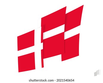 Bandera de Dinamarca en un diseño abstracto arrancado. Diseño moderno de la bandera de Dinamarca. Icono del vector.