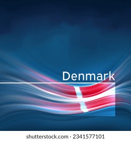 Denmark flag background. Abstract danish flag in the blue sky. National holiday card design. Business brochure design. State banner, denmark poster, patriotic cover, flyer. Vector illustration