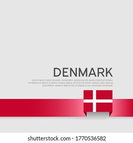 Denmark flag background. Business booklet. Denmark flag colored ribbon on a white background. National Poster. Vector flat design. State danish patriotic banner, cover