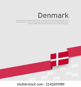 Denmark flag background. Business booklet. Denmark flag colored ribbon on a white background. National Poster. Vector flat design. State danish patriotic banner, cover