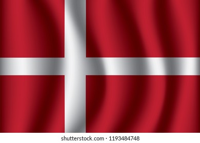 Denmark flag background with cloth texture. Denmark Flag vector illustration eps10.