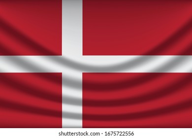 Fondo de la bandera de Dinamarca con textura de tela. Indicador Dinamarca ilustración vectorial eps10. - Vector