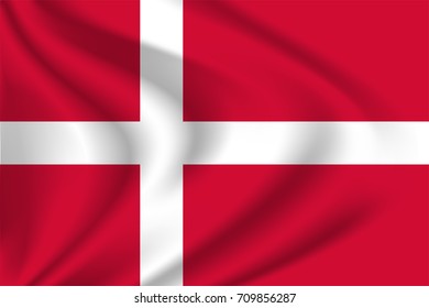 Denmark flag background with cloth texture. Denmark flag vector illustration.