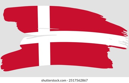 Denmark flag brush paint texture. Grunge Denmark flag. Denmark emblem brush concept