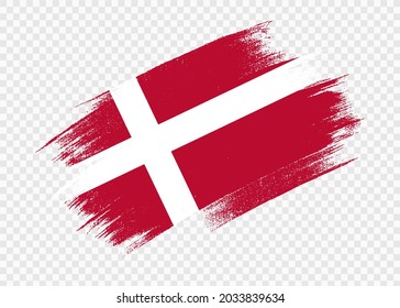 Denmark flag with brush paint textured isolated  on png or transparent background,Symbol of Denmark,template for banner,promote, design,vector,top gold medal winner sport country