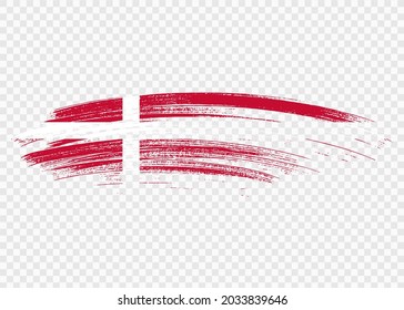 Denmark flag with brush paint textured isolated  on png or transparent background,Symbol of Denmark,template for banner,promote, design,vector,top gold medal winner sport country