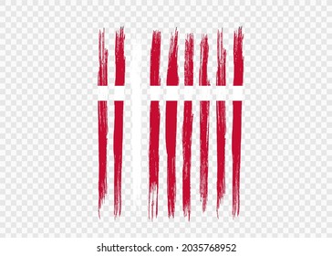 Bandera de Dinamarca con pintura texturada aislada sobre fondo png o transparente,Símbolo de Dinamarca,plantilla 