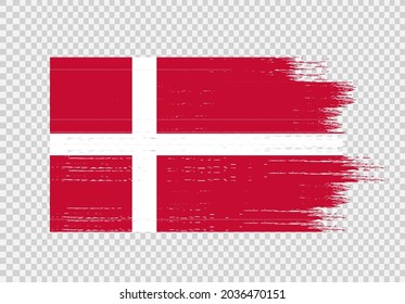 Denmark flag with brush paint textured isolated  on png or transparent background,Symbol of Denmark,template for banner,promote, design,vector,top gold medal winner sport country