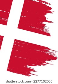 Denmark flag with brush paint textured isolated  on png