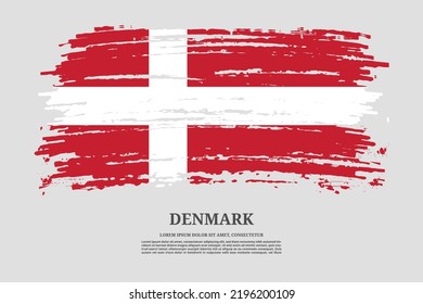 Denmark flag with brush stroke effect and information text poster, vector